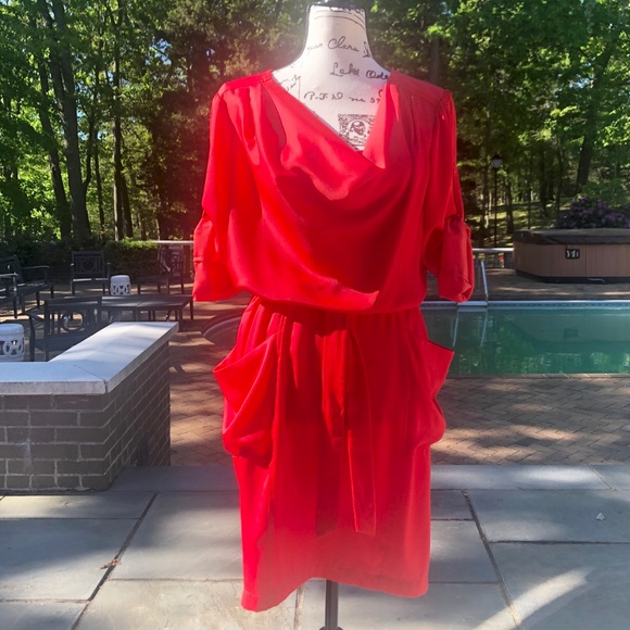 BGBGMaxazria Red Cocktail Dress. Item# 0078 - Picture 7 of 8